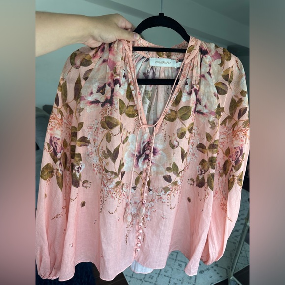 SOLD!! Zimmermann Women's Rosa Floral Tie-Neck Blouse Size 1 US 6-8 New - Picture 4 of 16